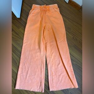 Zenana Outfitters Vibrant Orange Acid Wash Fleece Wide leg Pants. Never worn